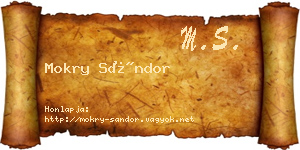 Mokry Sándor névjegykártya
